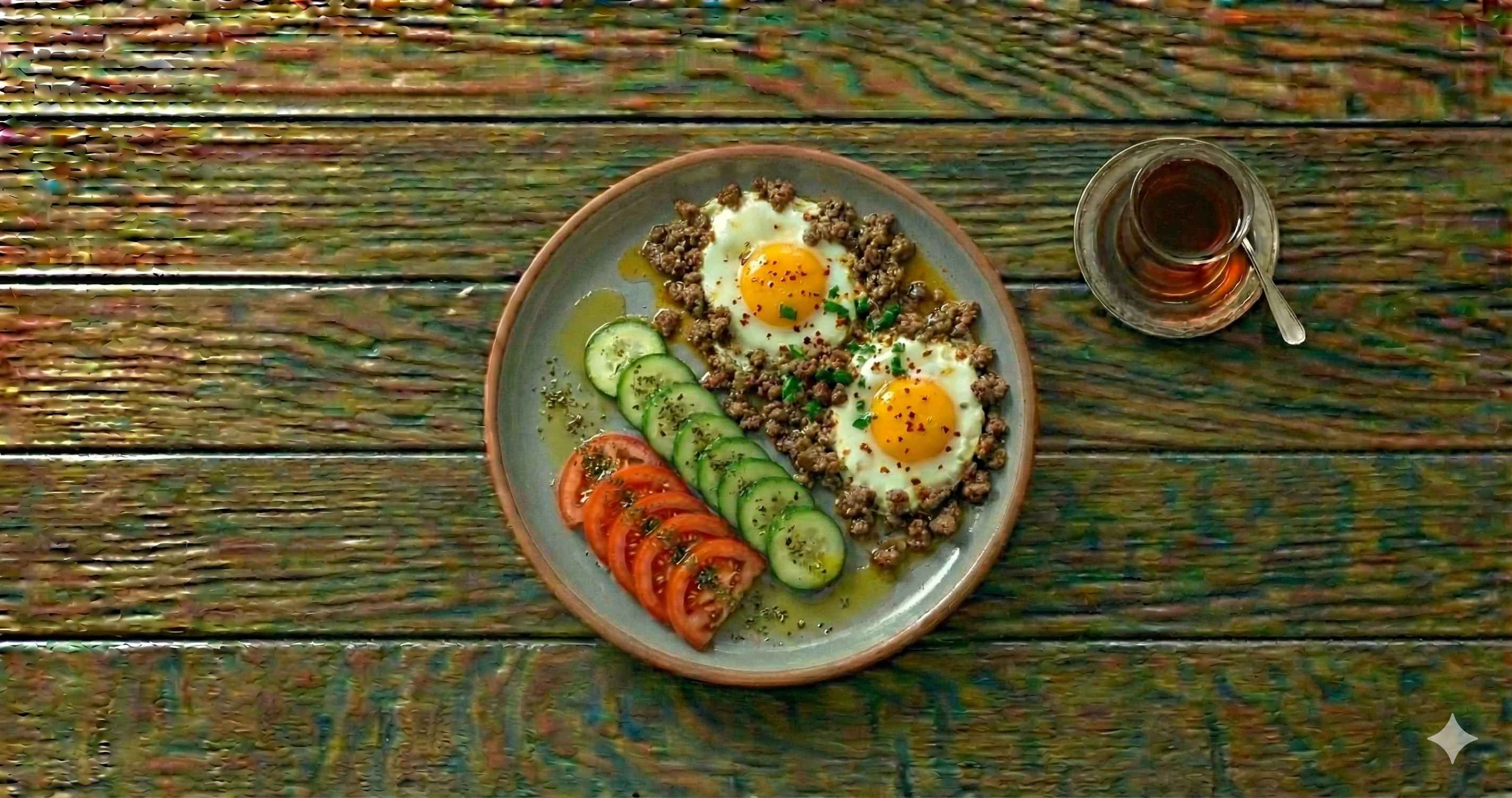 Kıymalı Yumurta- Söğüş-Çay